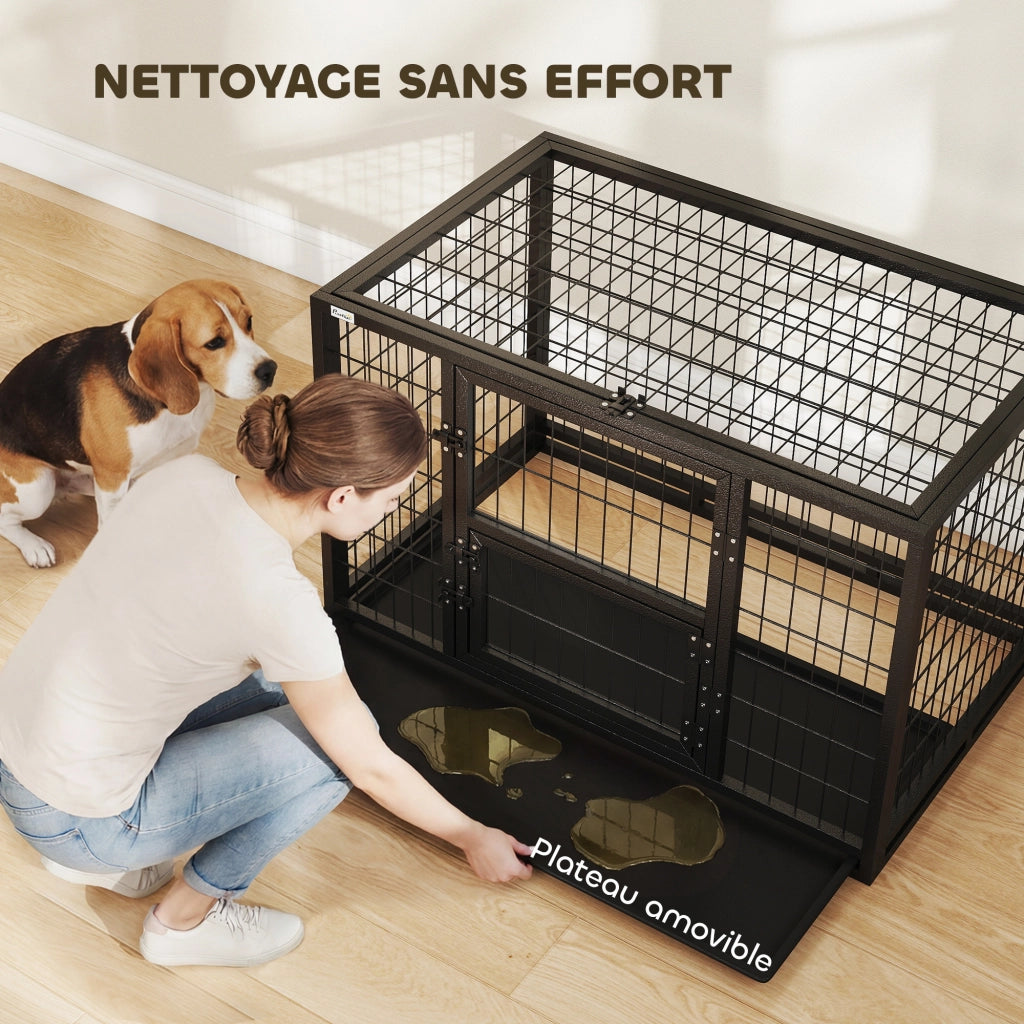 Cuccia per Cani Interna con Porta e Tetto Aprile ¨C zephmum ¨C Nero 94x60x64 cm