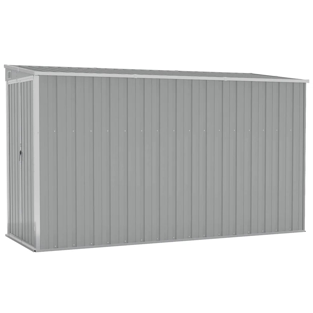 Capanno Giardino a Parete-Casetta da Giardino Grigio 118x288x178 cm Acciaio Zincato
