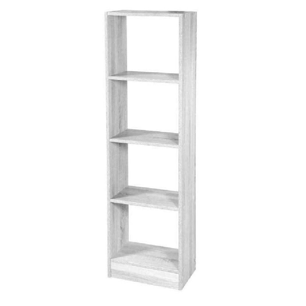 Trade Shop - Libreria Scaffale 4 Ripiani Mensole Colonna Legno Bianco Moderno 137x40x24cm 768927 -