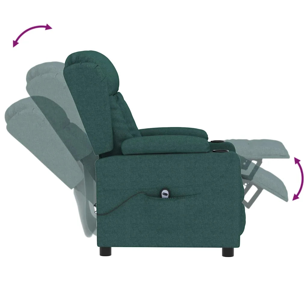Poltrona Elettrica Reclinabile-Divano Sedia Verde Scuro in Tessuto 699539