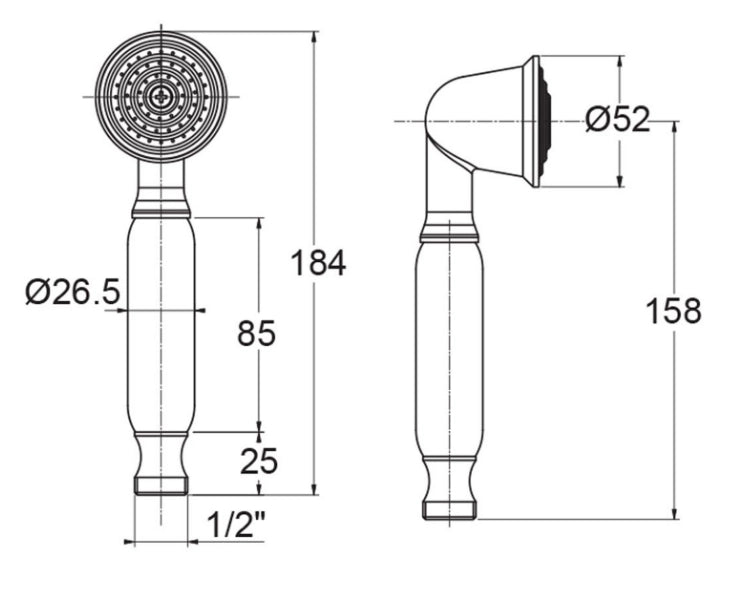 Doccetta in ottone cromato stile retrò antico Violetta dc 5000 sphera