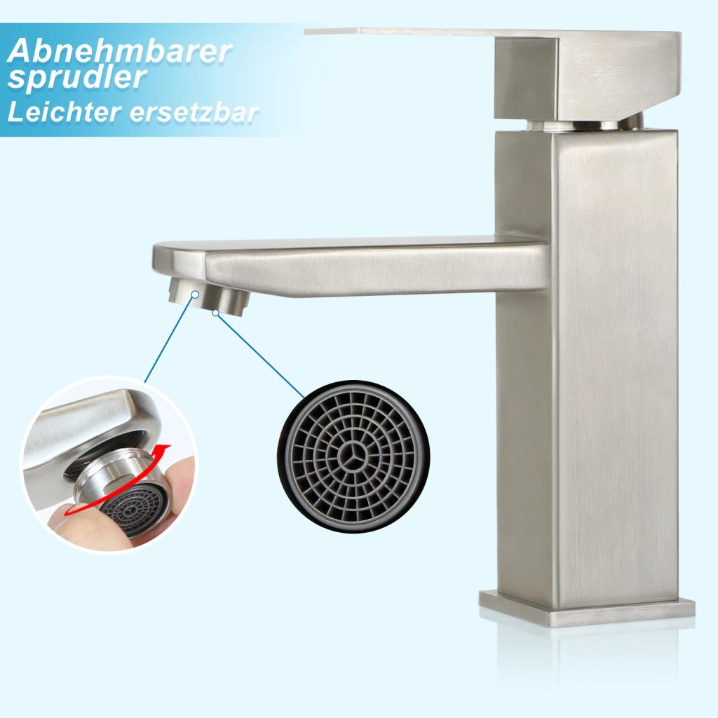 ZMH rubinetto per lavabo bagno alta pressione tirante in acciaio inox