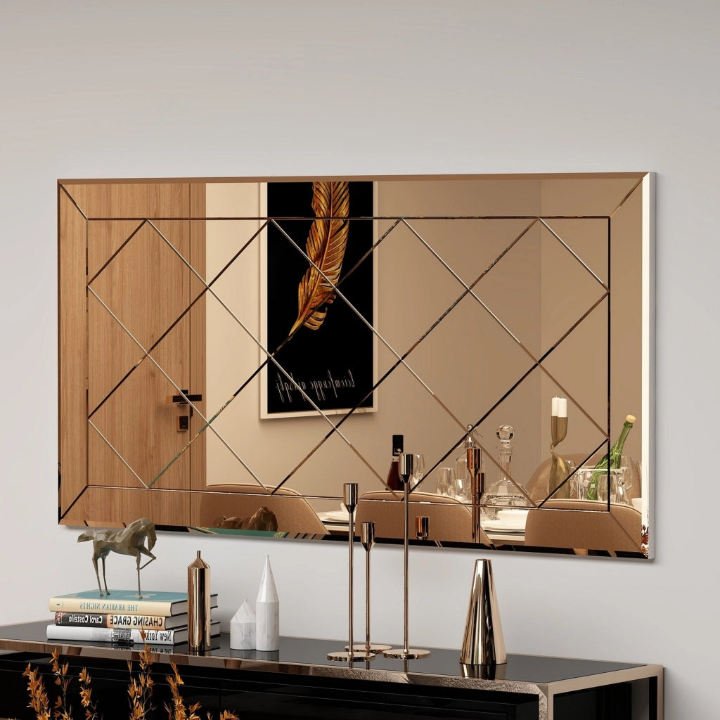Sormano, Specchio Dettagli Geometrici, 60x120h cm Marrone Bronzo