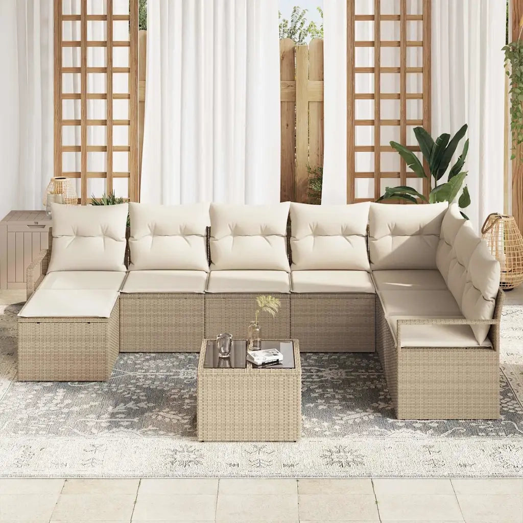 Set di divani con cuscino 9 pcs Beige polyrattan 3346511