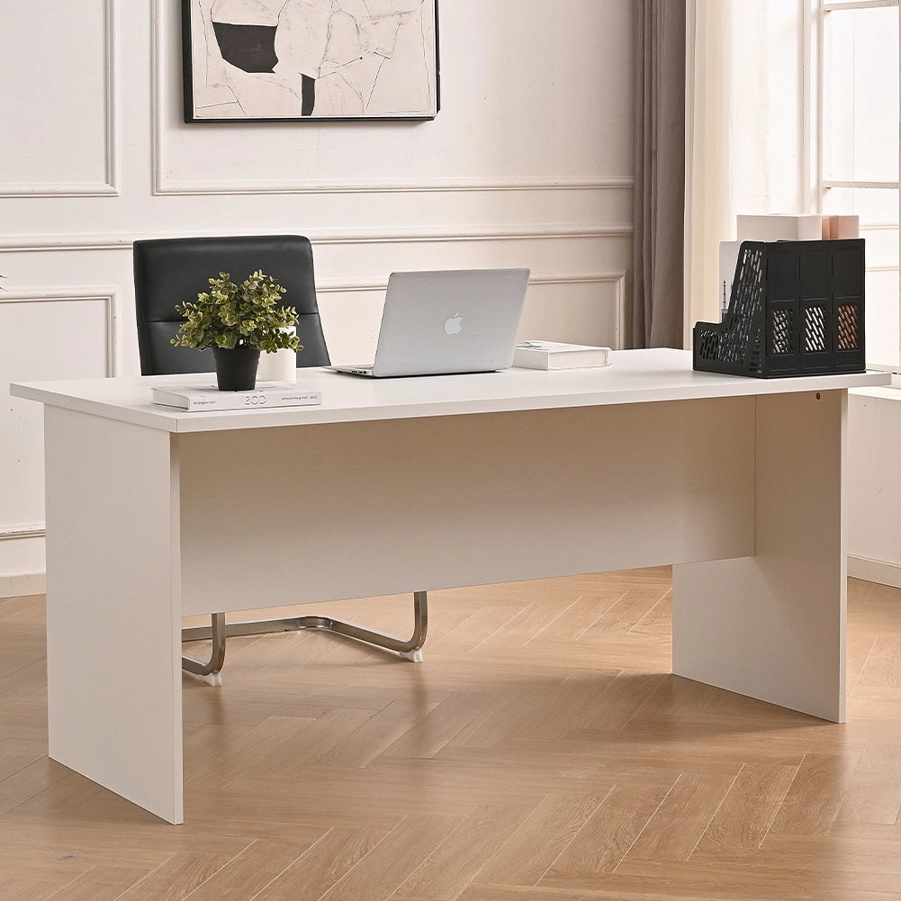 Scrivania per Ufficio in Legno Bianco Postazione Lavoro Studio 160x80 H74cm