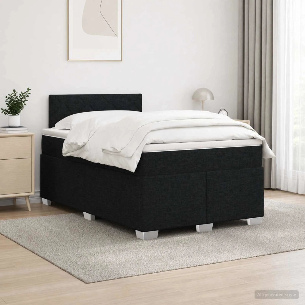 Letto con Box Spring, Materasso e LED Nero 120 x 190 cm Tessuto 3451905