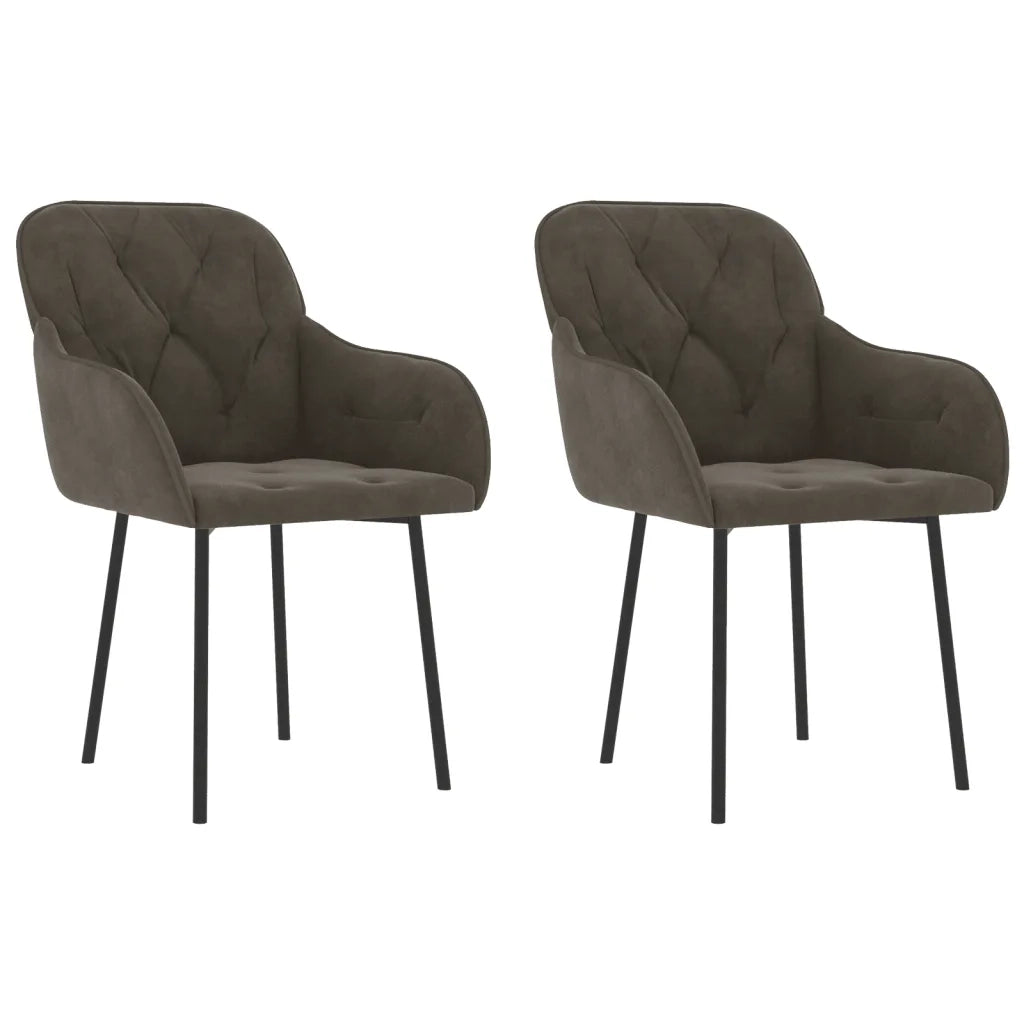 Sedie da Pranzo 2 pz Grigio Scuro in Velluto 344846