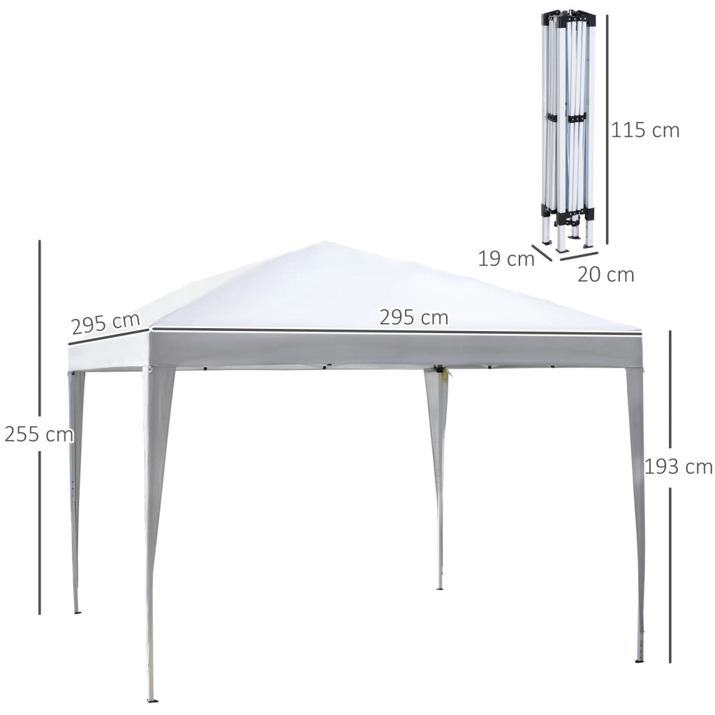Gazebo Giardino Pieghevole 3x3m ¨C zephmum ¨C Oxford Bianco Acciaio