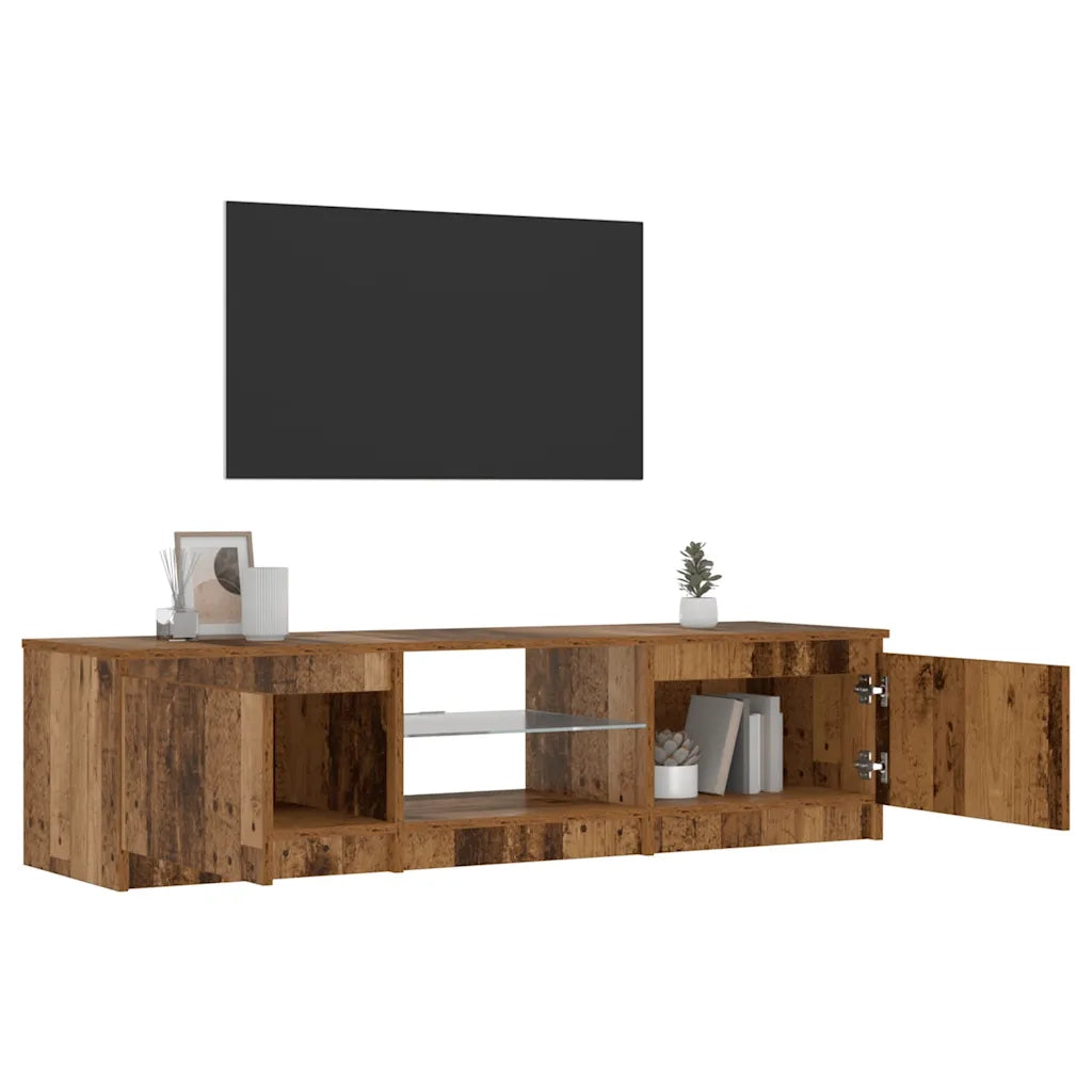 Mobile Porta TV con LED Legno Antico 140x40x36 cm Multistrato