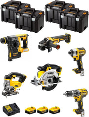 DeWALT Kit DWK600T (DCD796 + DCH273 + DCG405 + DCF887 + DCS331 + DCS391 + 3 Batterie 5,0 Ah + Caricabatterie + 4 x TSTAK VI)