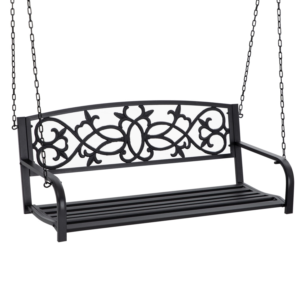 Amaca da giardino per 2 persone con braccioli ¨C zephmum ¨C 127x59,5x52 cm nero