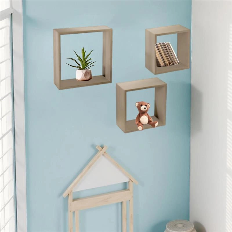 SET 3 PENSILI QUADRATI IN LEGNO DA PARETE IN TRE MISURE CON FINITURA ROVERE