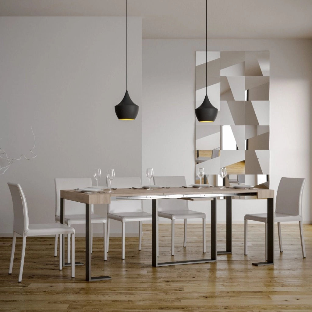Consolle Allungabile in Legno e Ferro H77x40x90/300cm Futura Rovere Classica