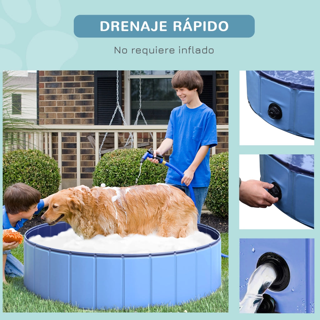 Vasca Pieghevole per Cani Gatti ¨C zephmum ¨C PVC Blu ?120x30 cm