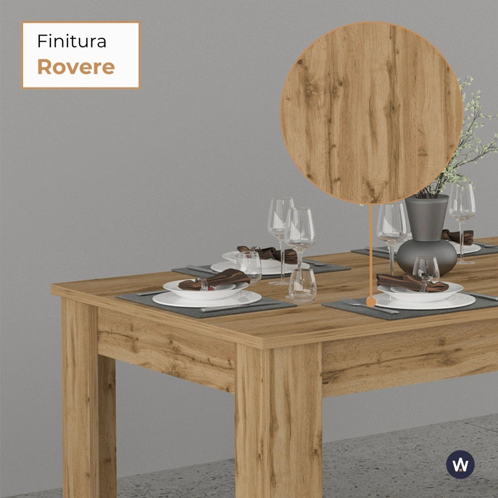 WHOUS Tavolo allungabile Jesi ideale per 6-8 persone colore rovere 140/190x90x75 cm
