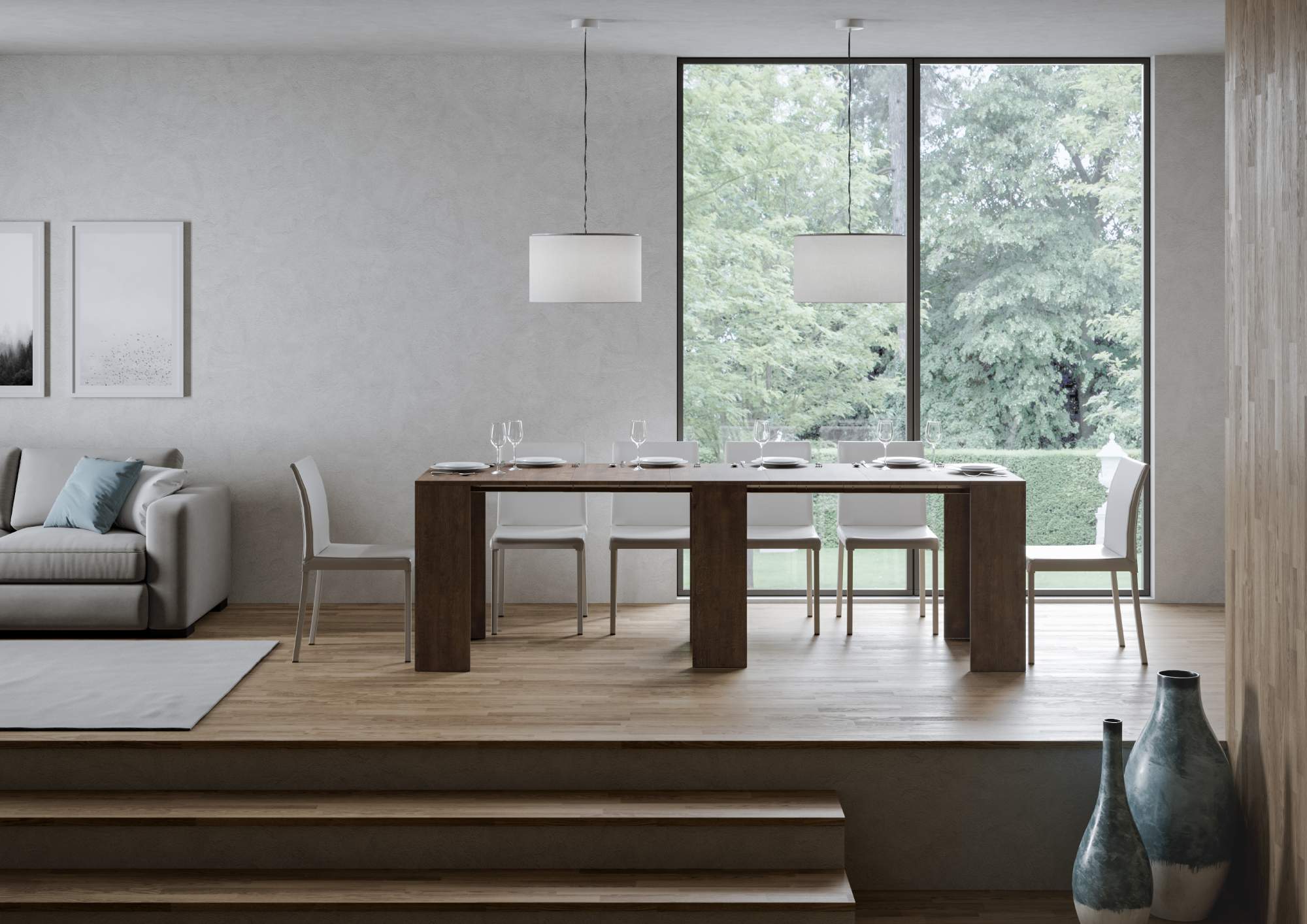 Consolle Allungabile 78-299x47x80 cm in Nobilitato Marrone