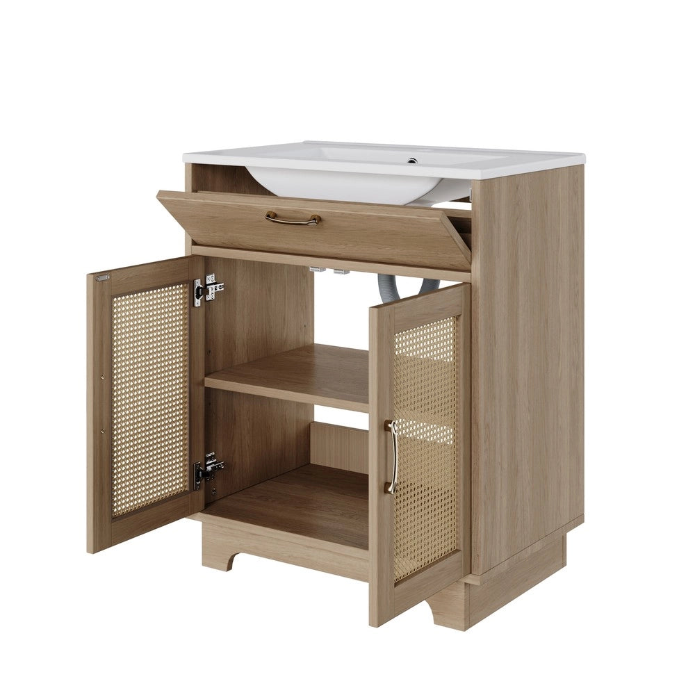 Mobile Sottolavabo da Bagno con Lavabo in Ceramica ¨C Xylo ¨C Bianco, 76x46x88 cm