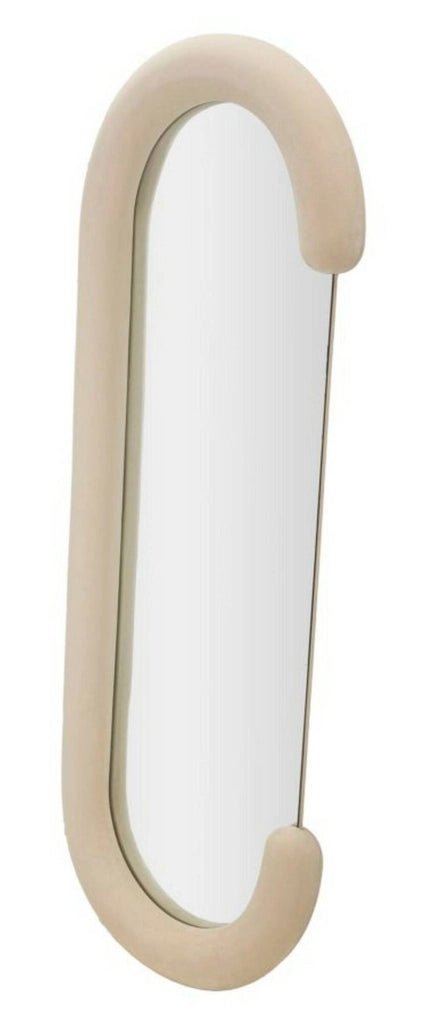 Specchio Shot, Specchiera, Articolo d'arredo a muro, Decorazione con specchio, 60x7 h160 cm, Crema