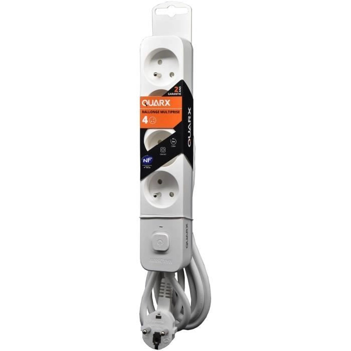 Multipresa - QUARX - 4 prese - Con 3 porte USB, cavo da 1,5 m