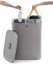 Wastino 90 litri con coperchio - 2 sacchi lavabili - Cestino in grigio