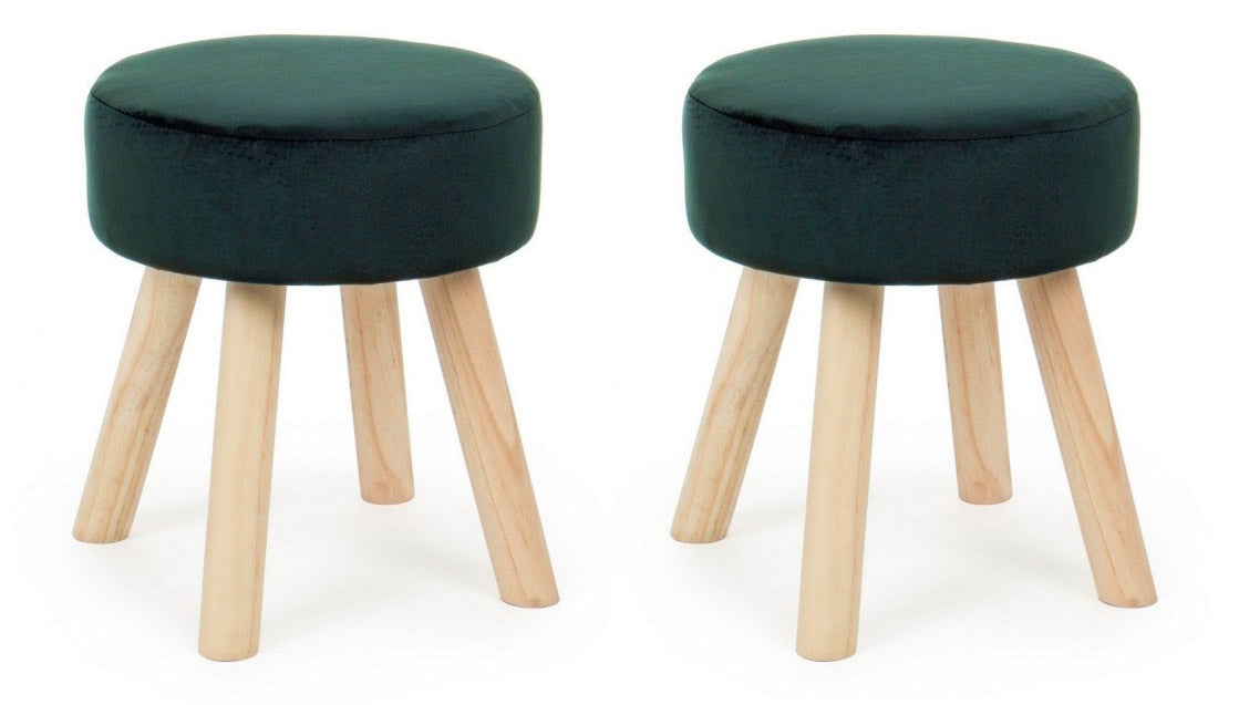 Set 2 Sgabelli  34x34x38 cm in Velluto Adeline Jungle