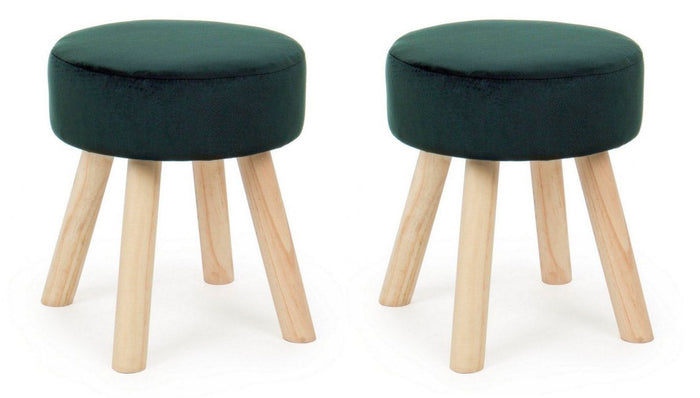 Set 2 Sgabelli  34x34x38 cm in Velluto Adeline Jungle