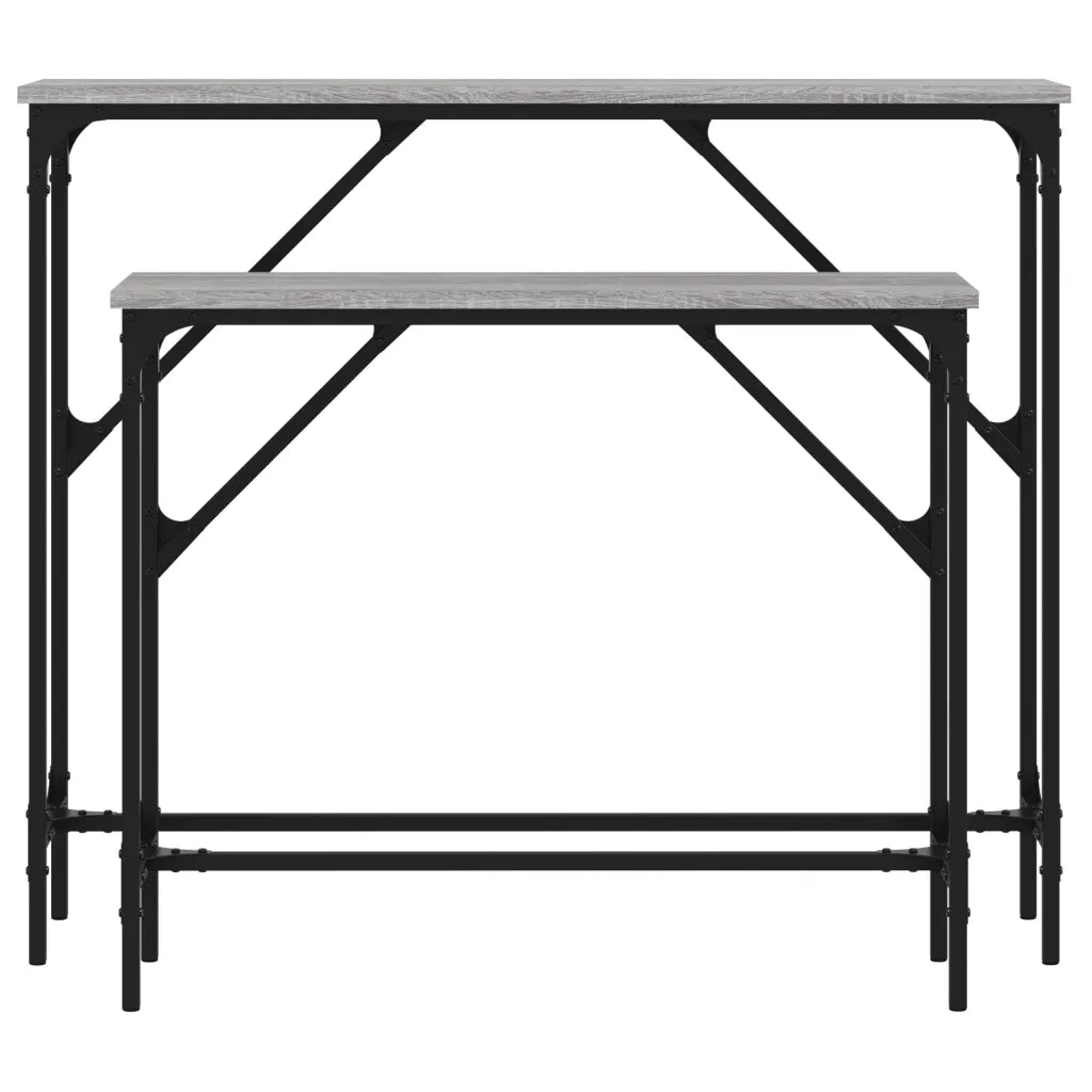 Tavolini Consolle 2 pz Grigio Sonoma in Legno Multistrato 834143