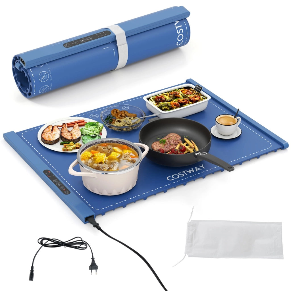 Tappetino riscaldante elettrico per alimenti tappetino in silicone arrotolabile, Tappetino riscaldante elettrico per alimenti per bambini per buffet Blu