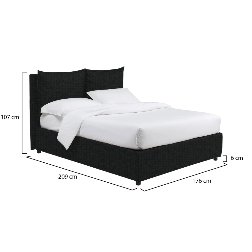 Liskeard, Letto Matrimoniale Sfoderabile Made in Italy, Grigio Scuro