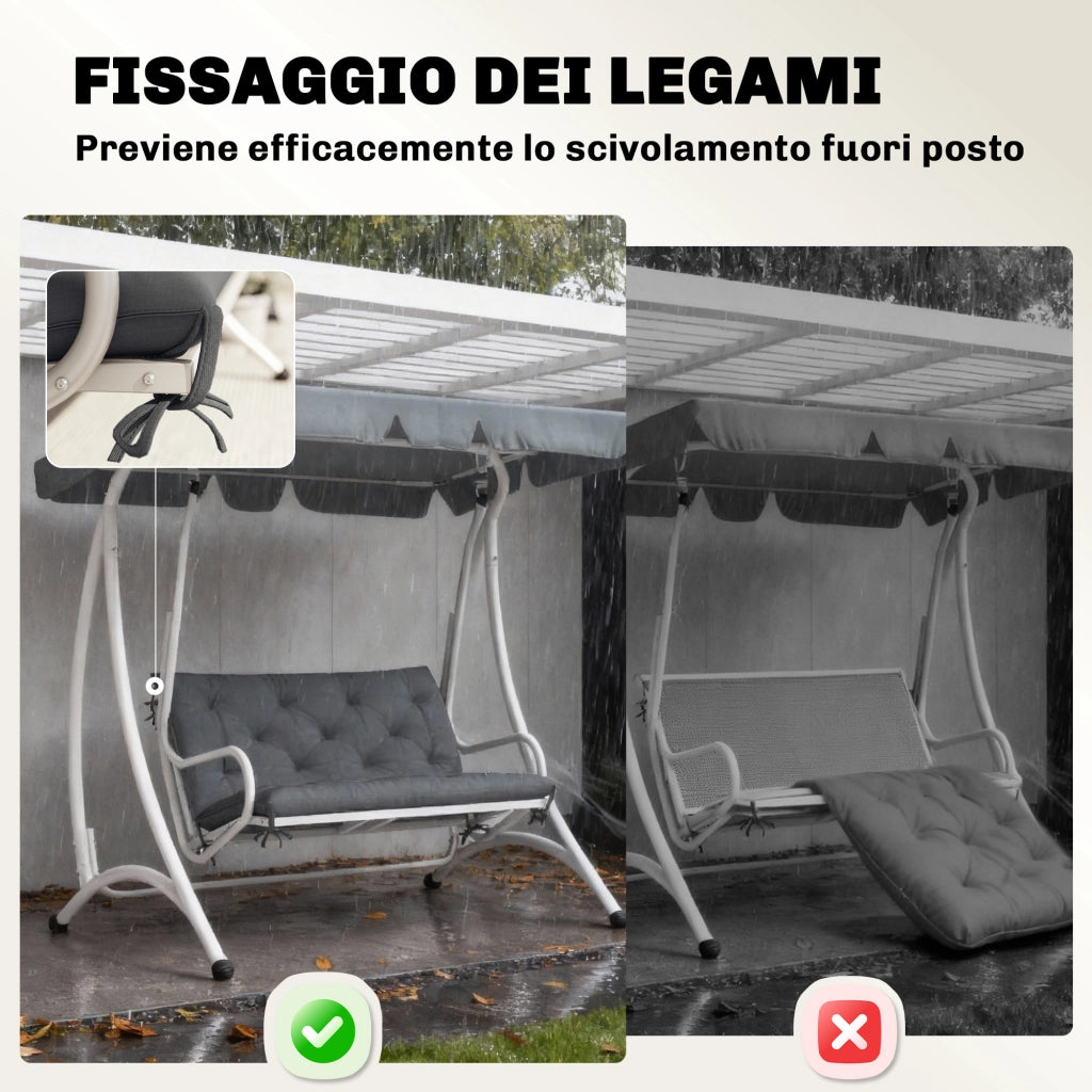 Cuscino da Giardino Capitonn¨¦ 2 Posti ¨C zephmum ¨C Grigio 150x98x8 cm