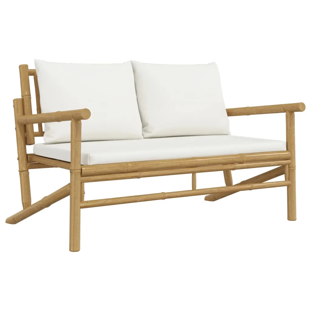 Salotto da Giardino-Set Salotto da Giardino 2pz con Cuscini Bianco Crema in Bamb¨´ 332561