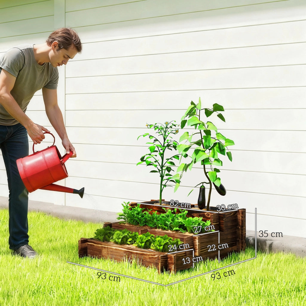 Fioriera a 3 Livelli Giardino ¨C Minimal ¨C 93x93x35 cm Carbonizzato