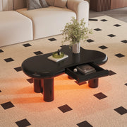 Tavolino da caffè a forma di nuvola con LED a 16 colori e cassetto; 98 x 65;5 x 40 cm; nero in MDF