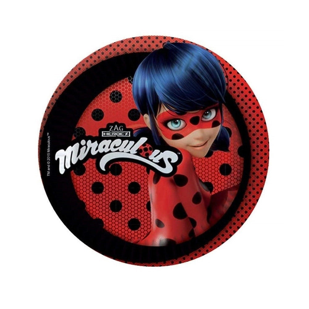 Trade Shop - 8 Pezzi Piatti Usa E Getta Piatto 18 Cm Lady Bird Nickelodeon Miraculous Party -