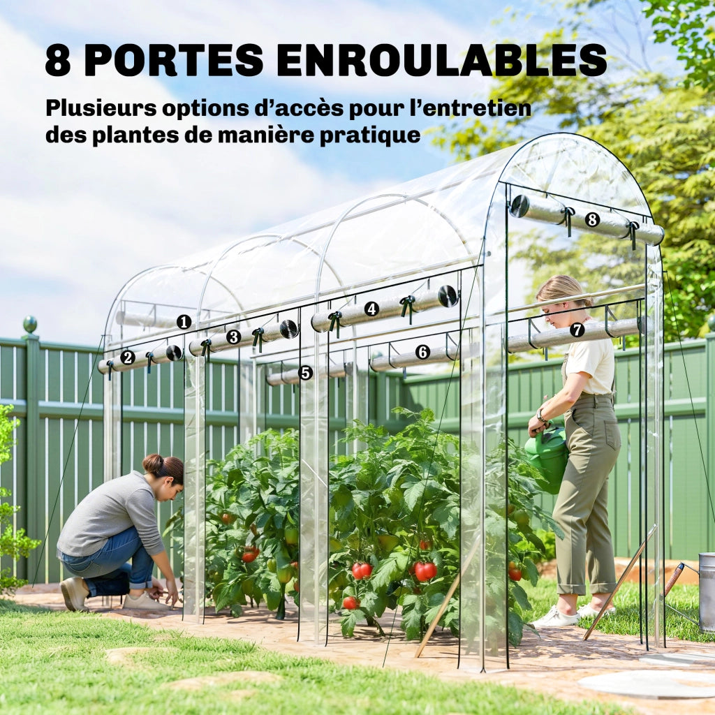 Serra Tunnel da Giardino ¨C Xylo ¨C Acciaio Galvanizzato, 8 Porte, 295x100x197cm