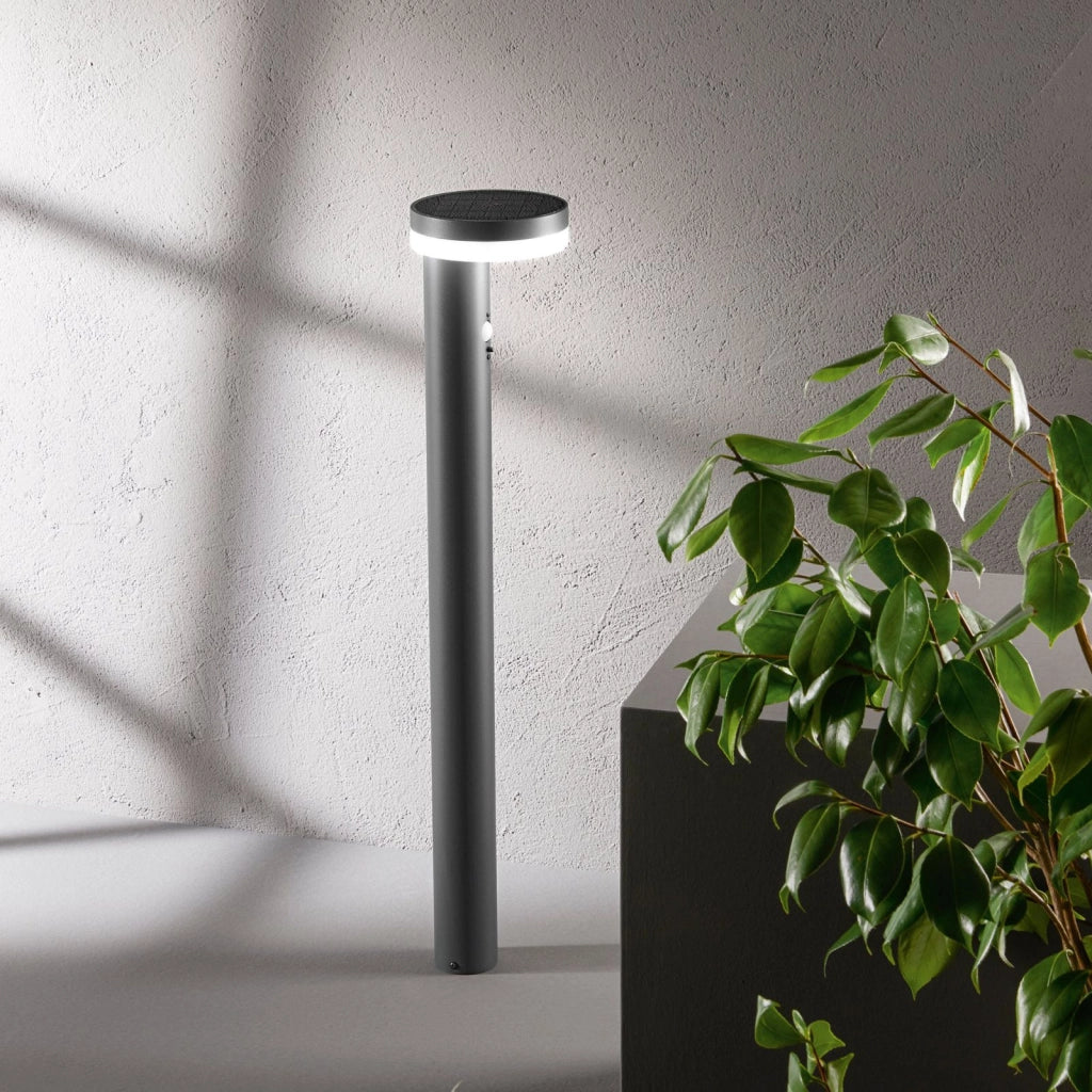 PALO LED ENYA ANTRACITE 5W 600LM 4000K IP44 CON PANNELLO SOLARE E SENSORE 15,5X80CM