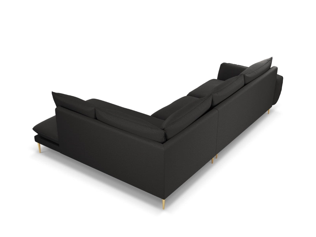 Cosmopolitan Design - Divano angolare destro "Vienna" 6 posti in bouclé nero 
