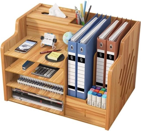 Organizzatore per Ufficio in Legno - Grande Capacità per Materiali di Ufficio
