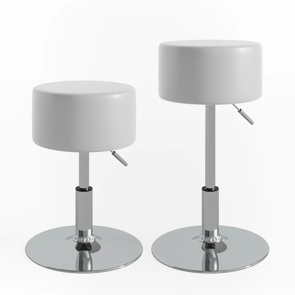 Sgabello Design, Bianco, 33.5 x 67 cm per tavolo da toeletta, regolabile in altezza con rivestimento in similpelle resistente
