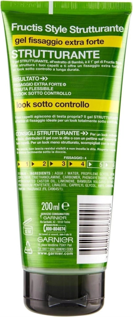 FRUCTIS SET 6 CONFEZIONI GEL FISSANTE PER CAPELLI EXTRA FORTE STRUCTURING DA 200 ML L'UNO