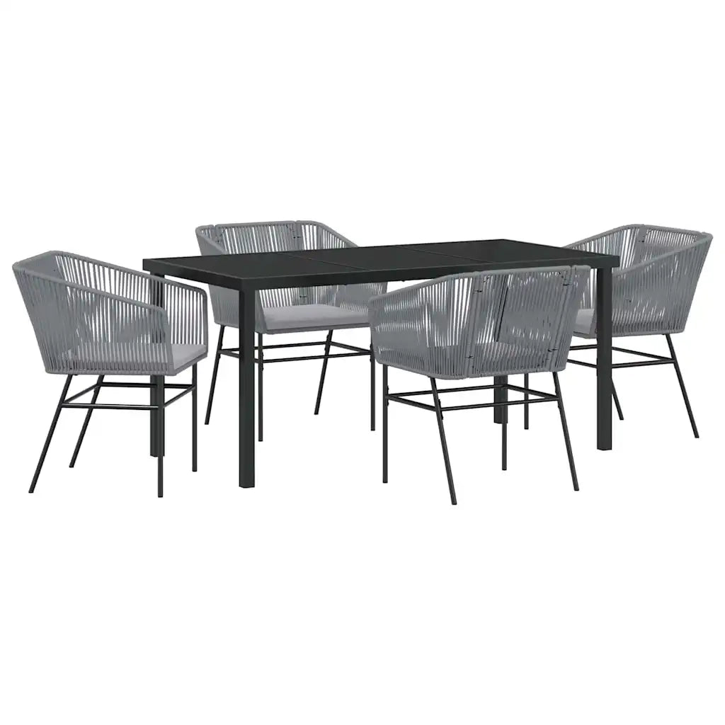 Set da Pranzo per Giardino con cuscino 5 pcs Grigio 3380935