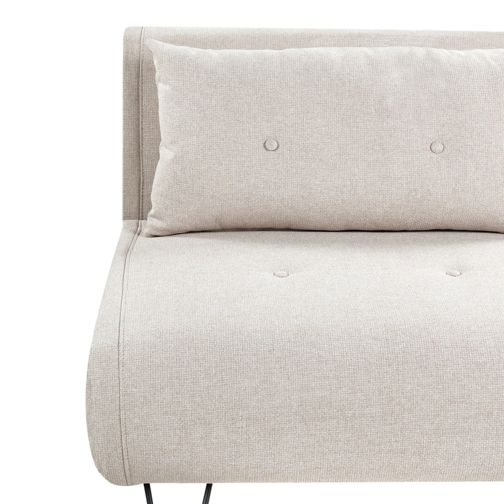 Divano letto 2 posti glamour con cuscini in tessuto beige chiaro senza braccioli Glamour