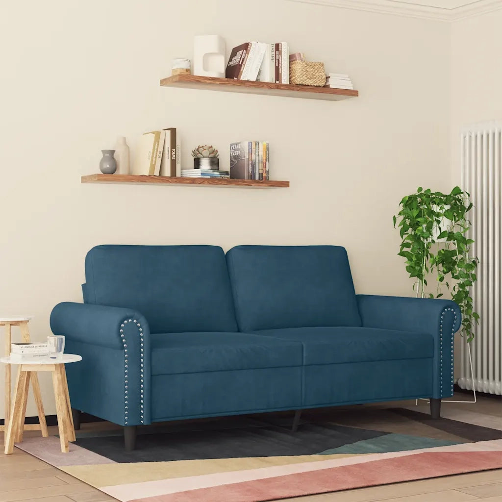 Divano a 2 Posti Blu 140 cm in Vellutocod mxl 86739