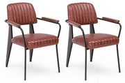 Set 2 Sedie Imbottite 60x63x81 cm Nelly in Ecopelle Arancio Scuro Vintage
