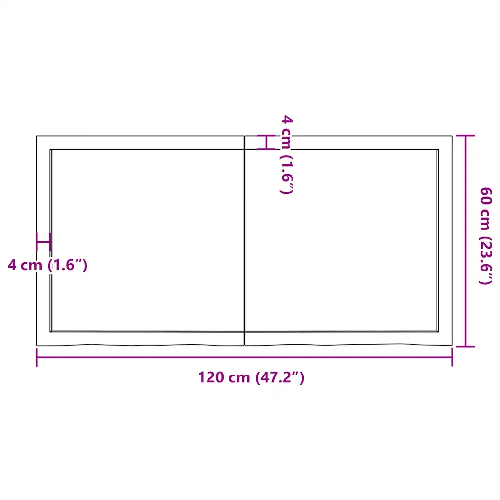 Ripiano Muro Marrone 120x60x(2-4) cm Massello Rovere Trattato 363698