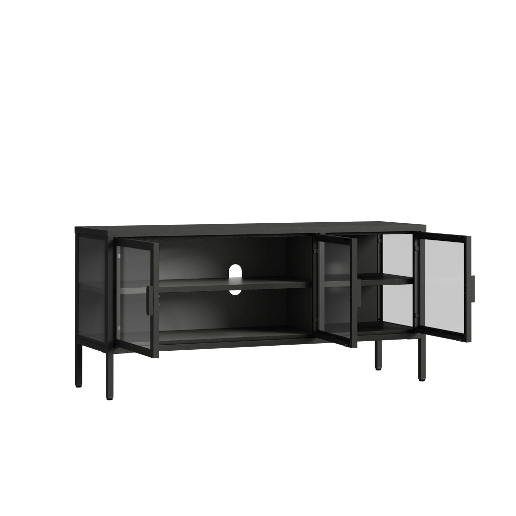Armadietto con Vetrina Borshavisa Mobile TV con 3 Ante in Vetro 55x118x35 cm [en.casa]