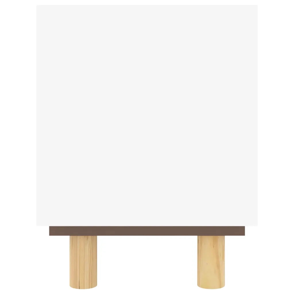 Mobile TV Bianco 105x30x40 cm Massello Pino e Rattan Naturale 345615