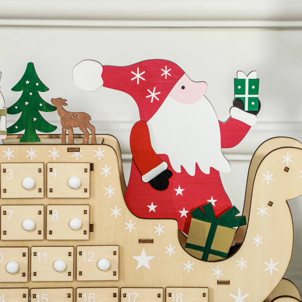 Calendario dell'Avvento in Legno con 24 Cassetti ¨C zephmum ¨C Naturale 22.5x8x36 cm