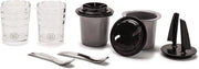 Set per preparazione del gelato - 2 contenitori per bicchieri e 2 coperchi in acciaio inossidabile - 2 bicchieri - 2 coperchi - 2 cucchiai per gelato rapido