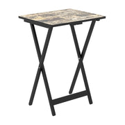 Set di 4 tavolini laterali pieghevoli 48 x 40 x 67 cm design moderno salvaspazio in legno di caucciù nero 20_0013589